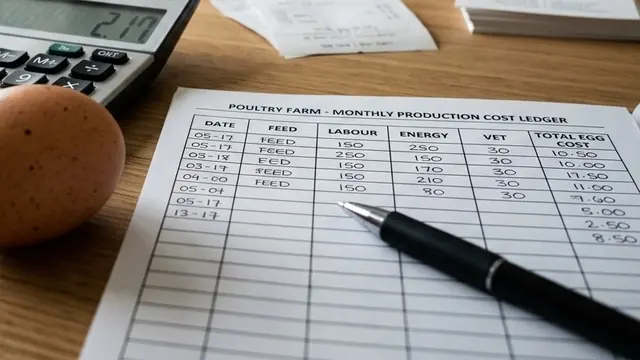 Poultry farm production cost ledger and pen